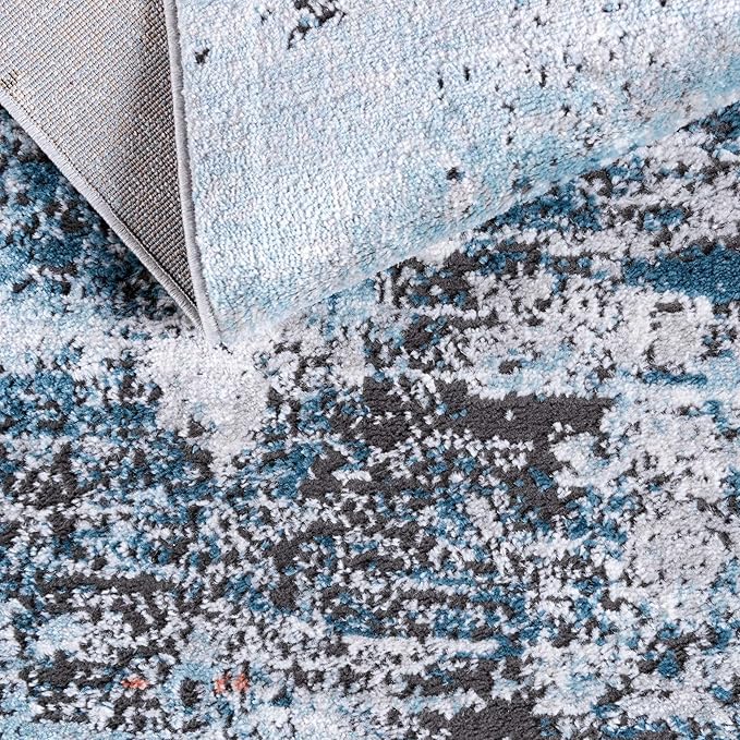Rugs.com Leipzig Collection Area Rug – 4' x 6' Blue Low-Pile Rug Perfect for Entryways, Kitchens, Breakfast Nooks, Accent Pieces…
