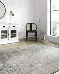 Loloi Teagan Collection TEA-04 Sky/Natural 6'-7" x 9'-2" Area Rug, Large, Soft Neutral Rug, High-Traffic for Living Room, Bedroom, Home Office, Dining Area