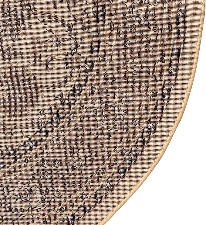 Unique Loom Sialk Hill Collection Area Rug - Washington (4' 1" Round Ivory/Black)