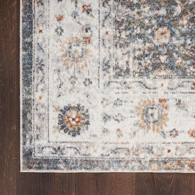 Nourison Home Astra Machine Washable Ivory Multicolor 6'7" x 9' Area Rug - Easy Clean, Non Shedding, Bed Room, Living Room, Dining Room, Kitchen (7' x 9')