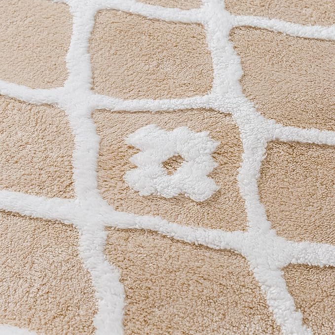 Beige 8x10 Area Rug Moroccan Shag Living Room Washable Carpet Soft Non Shedding Neutral Boho Plush Pile Modern Large Throw Rug for Office Bedroom Dining Room Playroom
