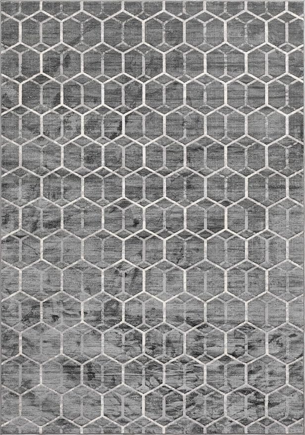 Rugs.com Lattice Trellis Collection Rug – 10' x 14' Gray Low-Pile Rug Perfect for Living Rooms, Large Dining Rooms, Open Floorplans