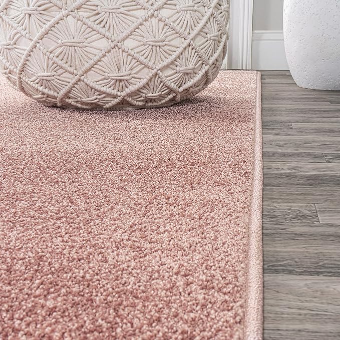 JONATHAN Y Haze Solid Low-Pile Pink Runner Rug 2x8, Coastal,Bohemian,Minimalist,Classic, Easy-Cleaning for Living Room,Bedroom,Kitchen,Pet Friendly,Non-Shedding (SEU100P-28)