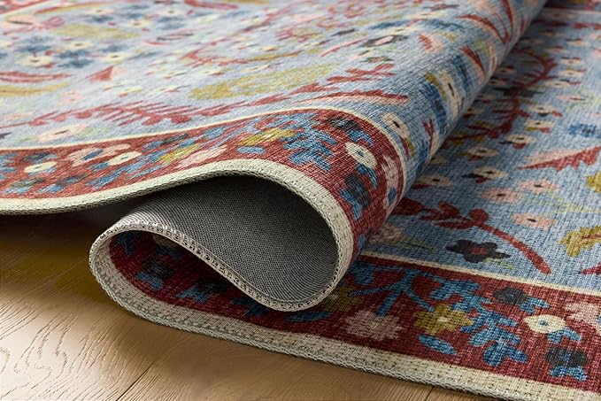 Loloi Rifle Paper Co. Canopy Collection CNP-03 Red/Blue 7'-6" x 7'-6" Round Area Rug