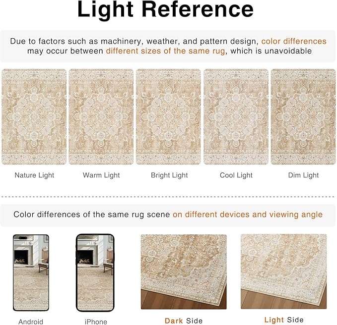 HUGEAR Machine Washable Hallway Runner Rugs 2x8 Vintage Beige Brown Neutral Style Non Slip Stain Resistant Low Pile Throw Carpet for Bedroom Kitchen Retro Aesthetic Modern Decor