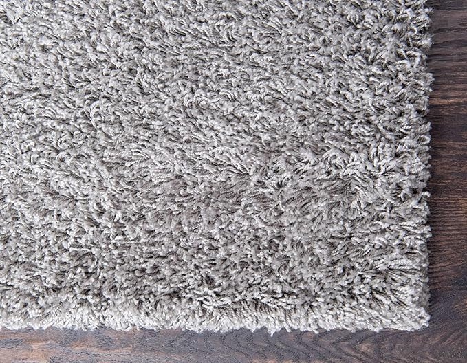 Unique Loom Solid Shag Collection Area Rug (8' x 11' Rectangle Cloud Gray)