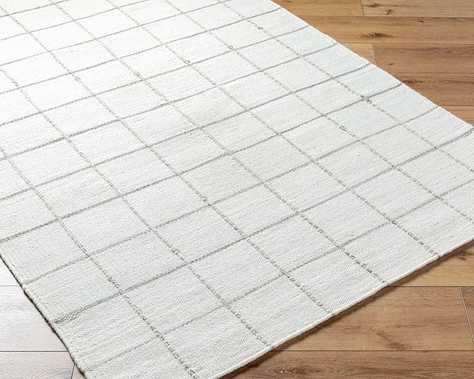 Mark&Day Wool Rugs, 9x12 Ishaq Cottage Off-White Area Rug, White Silver Carpet for Living Room, Bedroom or Kitchen (8'10" x 12')