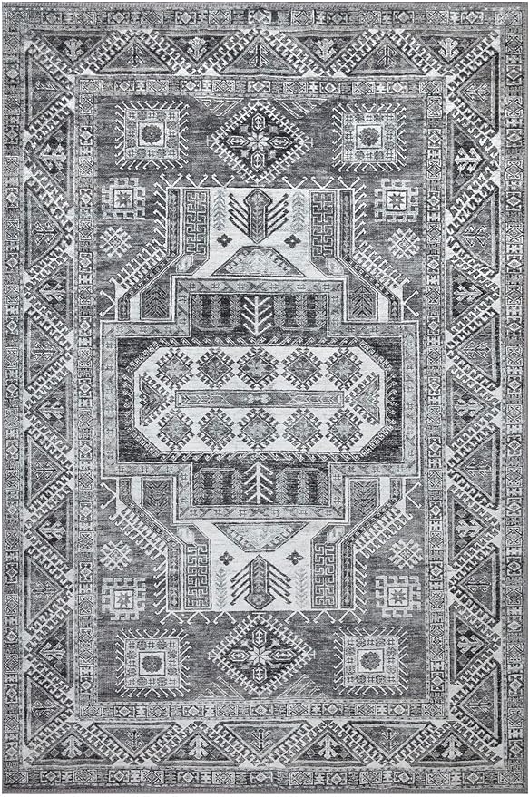 Keen Home Design 6x9 Rug - Machine Washable Area Rug with Non-Slip Backing, Ideal for Living Room, Dining Room, Bedroom - Vintage, Easy Clean, Durable, Low Pile - (6' x 9')