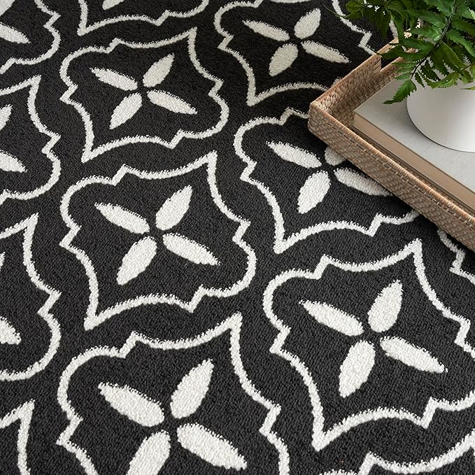 Nourison Home Nourison Essentials Black Ivory 6' x 9' Area Rug - Easy Clean, Non Shedding, Bed Room, Living Room, Dining Room, Kitchen (6' x 9')