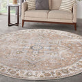 Nourison Home Astra Machine Washable Beige 7'10" x Round Area Rug - Easy Clean, Non Shedding, Bed Room, Living Room, Dining Room, Kitchen (8' x Round)