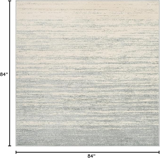 SAFAVIEH Adirondack Collection Area Rug - 7' Square, Slate & Cream, Modern Ombre Design, Non Shedding & Easy to Clean, Ideal for Living Room, Bedroom, Office, Dining Space (ADR113T)
