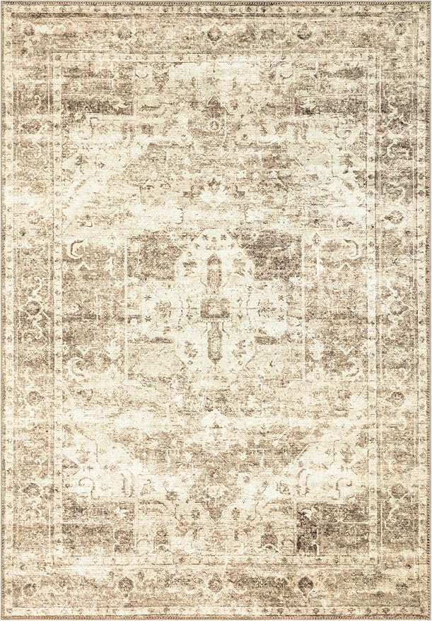 Keen Home Design 8x10 Rug - Machine Washable Area Rug with Non-Slip Backing, Ideal for Living Room, Dining Room, Bedroom - Vintage, Easy Clean, Durable, Low Pile - (8' x 10')