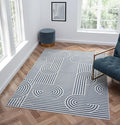 Annabel Modern Geometric Area Rug for Living Room, 8x10 Contemporary Arched Linear Large Gray Rug, High-Low Pile Stain Resistant Carpet for Bedroom, Dining Room or Kitchen (8' x 10', Gray)
