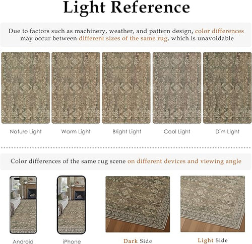 3x10 Brown Area Rug Runners for Hallways Washable Vintage Distressed Carpet Low Pile Non Slip Indoor Retro Soft Long Accent Rug Bedroom Kitchen Bathroom Laundry Dining Living Room