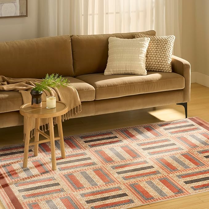 Nourison Home Nordic Multicolor 4' x 6' Area Rug - Easy Clean, Non Shedding, Bed Room, Living Room, Dining Room, Kitchen (4' x 6')