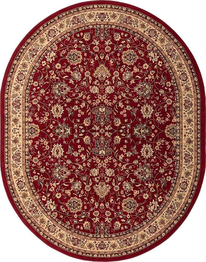 Unique Loom Sialk Hill Collection Area Rug - Washington (7' 11" x 10' Oval Burgundy/Cream)