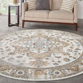 Nourison Home Astra Machine Washable Silver Grey 7'10" x Round Area Rug - Easy Clean, Non Shedding, Bed Room, Living Room, Dining Room, Kitchen (8' x Round)