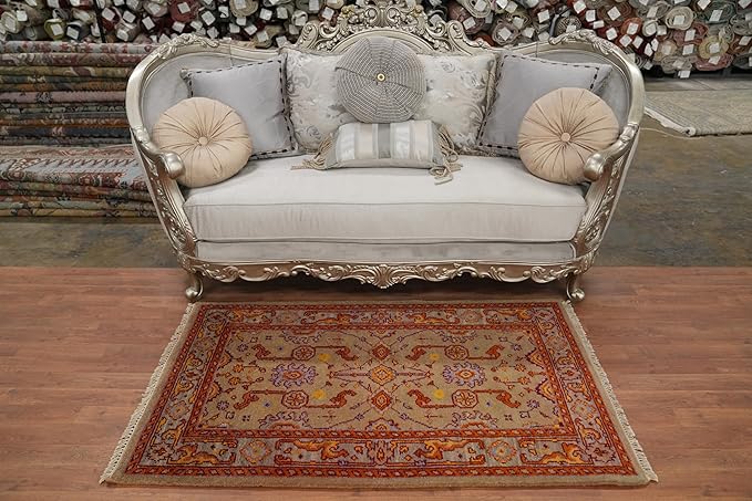 Transitional Collection 5' 2'' X 3' 1'' Rug Rug, All-Over 100% Wool Carpet for Home Décor, Foyer and Hallway