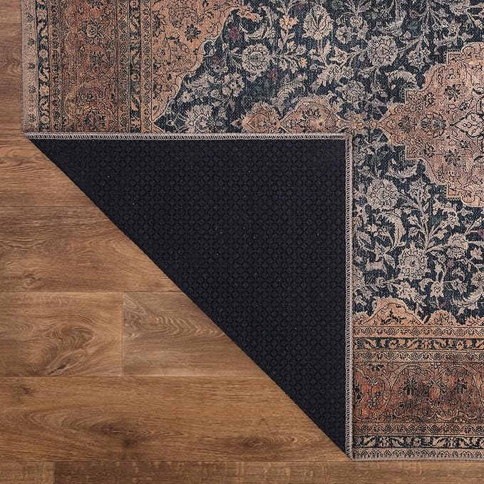 Keen Home Design 10x14 Rug - Machine Washable Area Rug with Non-Slip Backing, Ideal for Living Room, Dining Room, Bedroom - Vintage, Easy Clean, Durable, Low Pile Rug - (9'7" x 14')