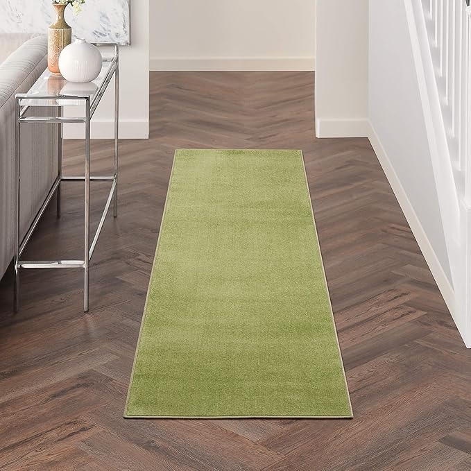 Nourison Home Nourison Essentials Green 2'2" x 7'6" Area Rug - Easy Clean, Non Shedding, Bed Room, Living Room, Dining Room, Kitchen (8' Runner)