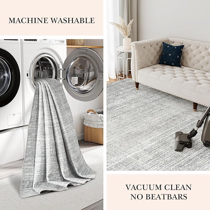 Valenrug Door Mat 2x3 - Stain Resistant 2x3 Entryway Area Rugs for Living Room, Non Slip Backing Large Area Rugs for Bedroom, Folable Machine Washable Area Rug (2'x3', Grey)