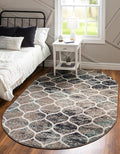 Rugs.com Lattice Frieze Collection Rug – 4' x 6' Oval Blue Multi Medium Rug Perfect for Living Rooms, Large Dining Rooms, Open Floorplans