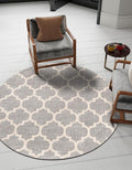 Rugs.com Lattice Collection Rug – 6 Ft Round Light Gray Medium-Pile Rug Perfect for Kitchens, Dining Rooms