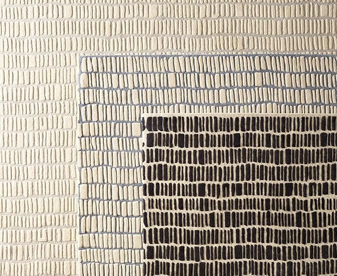 Dash & Albert Roark Charcoal Hand Tufted Wool Rug, 2.5 X 8 Feet, Grey/Ivory Geometric Pattern