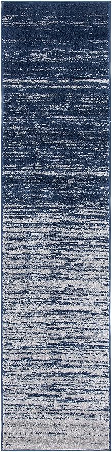 SAFAVIEH Adirondack Collection Runner Rug - 2'6" x 22', Navy & Grey, Modern Ombre Design, Non Shedding & Easy to Clean, Ideal for Hallway, Foyer, Kitchen, Entryway, Bedroom (ADR113E)
