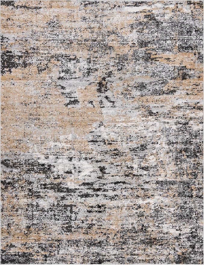 Rugs.com Leipzig Collection Area Rug – 9X12 Beige Low-Pile Rug Perfect for Living Rooms, Large Dining Rooms, Open Floorplans