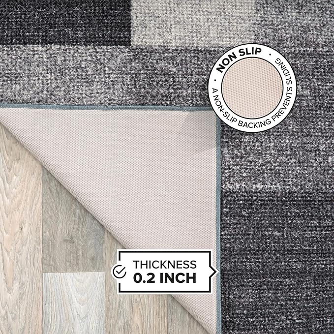 Rugshop Modern Boxes Design Non-Slip (Non-Skid) Area Rug 5 X 7 (5' 3" X 7' 3") Gray