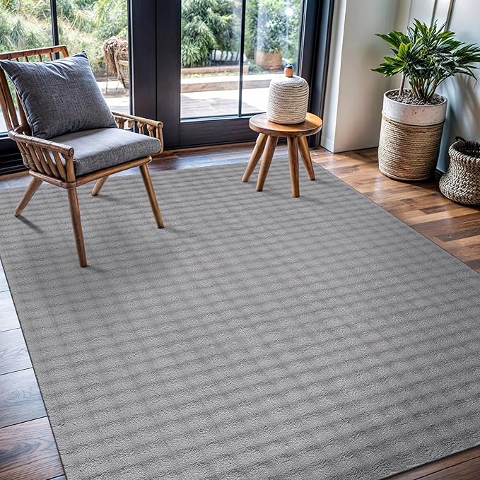 CAMILSON Modern Gray Non Slip Rug 5x7 Ultra Soft High Pile Area Rugs Non Skid Rubber Backing Durable & Easy to Clean Carpet for Living Room Bedroom Kids Room Indoor Use (5 x 7 Gray)