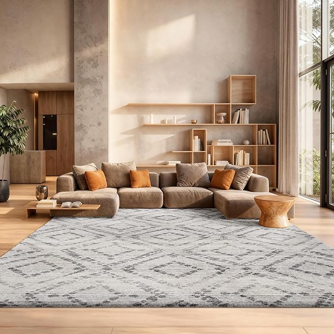 SAFAVIEH Adirondack Collection X-Large Area Rug - 11' x 15', Light Grey & Grey, Modern Distressed Design, Non-Shedding & Easy Care, Ideal for High Traffic Areas in Living Room, Bedroom (ADR131C)