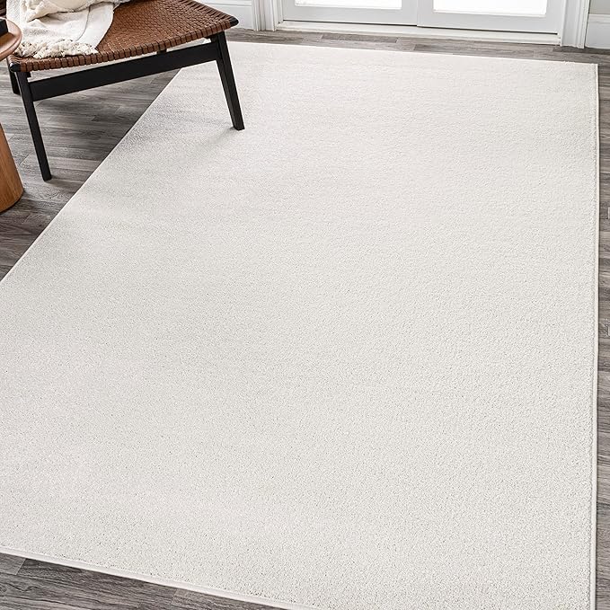 JONATHAN Y Haze Solid Low-Pile Cream Indoor Area Rug 6x9, Coastal,Bohemian,Minimalist,Classic, Easy-Cleaning for Living Room,Bedroom,Kitchen,Pet Friendly,Non-Shedding (SEU100T-6)