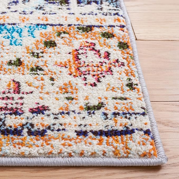 SAFAVIEH Area Rug 8x10 - Madison Collection - Large - Orange & Beige, Boho Diamond Distressed Design, Non-Shedding & Easy Cleaning, Ideal for Living Room, Bedroom, Office, Dining Space (MAD418P)