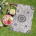 CAMILSON Indoor Outdoor Rug 5x7 Bohemian Medallion Floral Area Rugs for Indoor and Outdoor Patios Easy-Cleaning Non-Shedding Living Room Garden and Kitchen Washable Outside Carpet (5 x 7 / Gray)