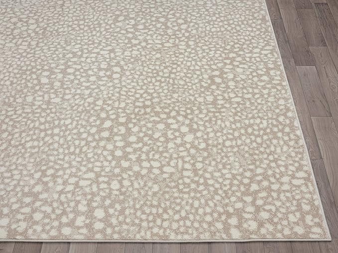 Abani Beige Cheetah Print Area Rug Rugs, Arto Collection - Contemporary Durable Accent Rug (2'2" x 8')