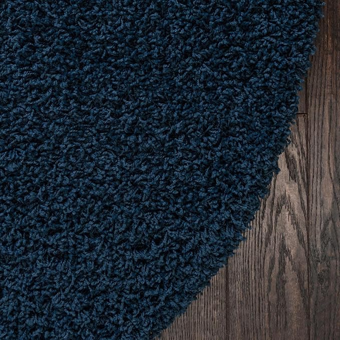Unique Loom Solid Shag Collection Area Rug (10' 2" Round, Sapphire Blue/ Navy Blue)