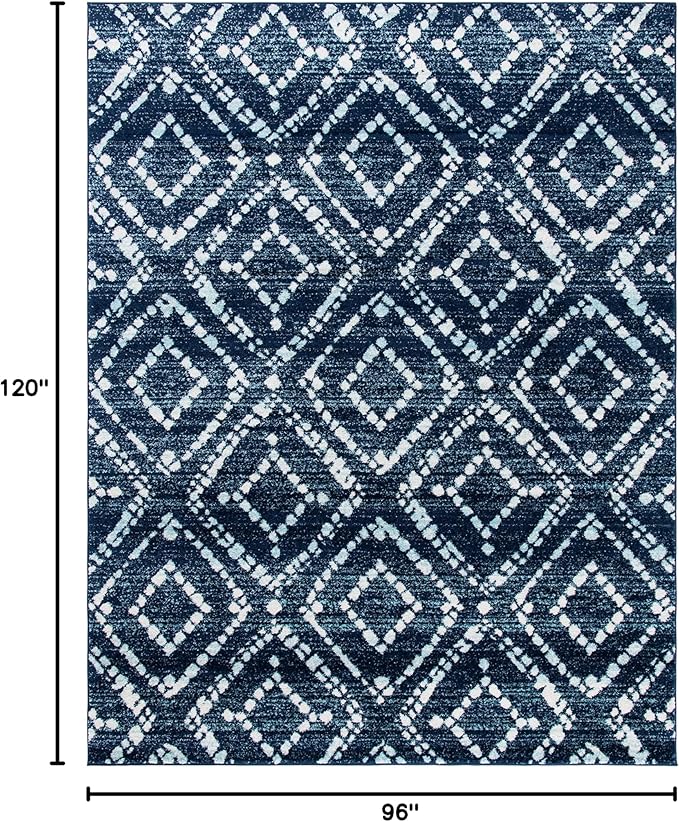 SAFAVIEH Area Rug 8x10 - Adirondack Collection - Large - Navy & Ivory, Geometric Trellis Pattern, Non-Shedding & Easy Cleaning, Ideal for Living Room, Bedroom, Office, Dining Space (ADR131N)