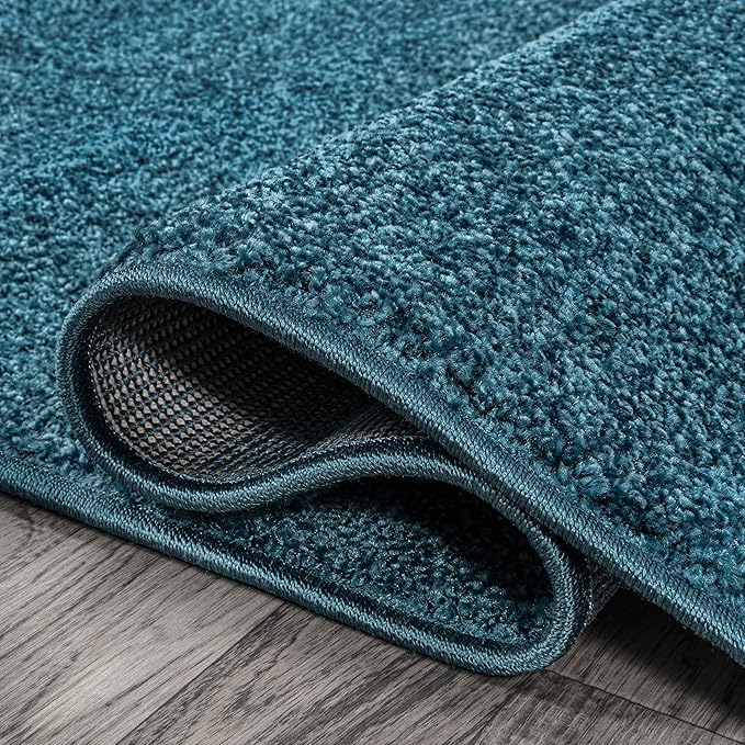 JONATHAN Y Haze Solid Low-Pile Turquoise 6x9 Oval Indoor Area Rug, Coastal,Bohemian,Minimalist,Classic, Easy-Cleaning for Living Room,Bedroom,Kitchen,Pet Friendly,Non-Shedding (SEU100H-6OV)
