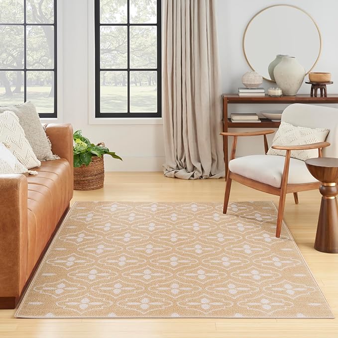 Nourison Home Nourison Essentials Beige Ivory 4' x 6' Area Rug - Easy Clean, Non Shedding, Bed Room, Living Room, Dining Room, Kitchen (4' x 6')