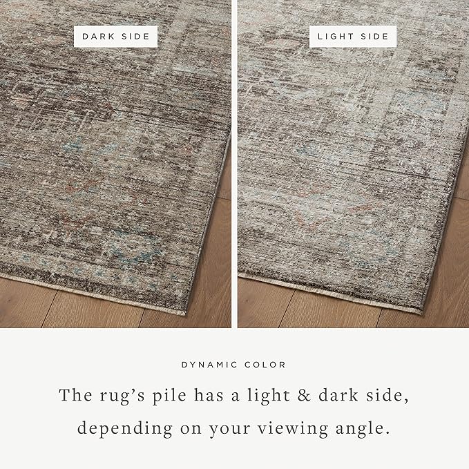 Loloi Magnolia Home by Joanna Gaines Millie Collection MIE-03 Charcoal/Dove 3'-6" x 5'-6", .25" Pile Height, Accent Rug