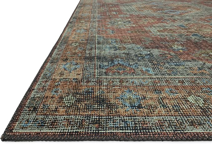 Loloi Skye Collection SKY-07 Terracotta/Sky 8'-0" x 8'-0" Round Area Rug