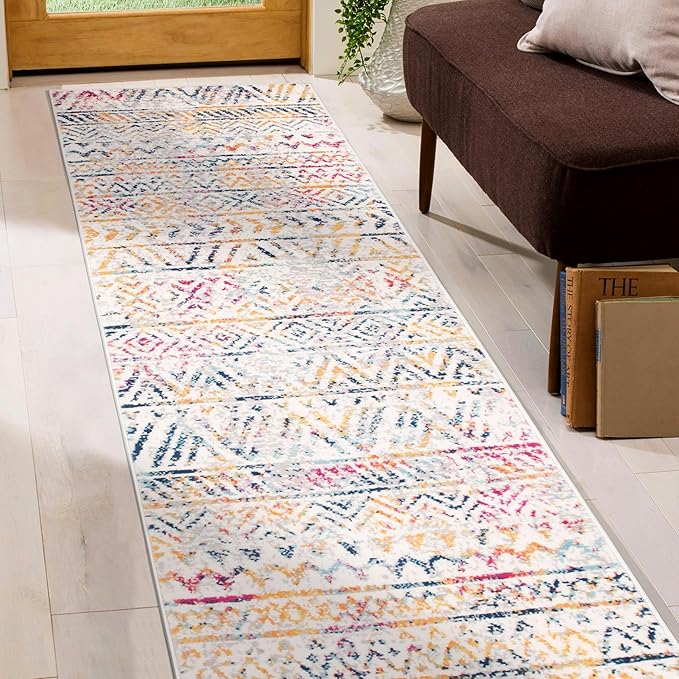 Rugshop Geometric Boho Perfect for high Traffic Areas of Your Living Room,Bedroom,Home Office,Kitchen Runner Rug 2' x 7' Multi