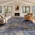 Kokia Abstract Area Rugs 9x12 Bedroom Washable Decor Low Pile Non-Slip Non-Shedding Indoor Black Gray Carpet Foldable Stain Resistant Floor Mat Living Room Dining Room, Oslo Nebula