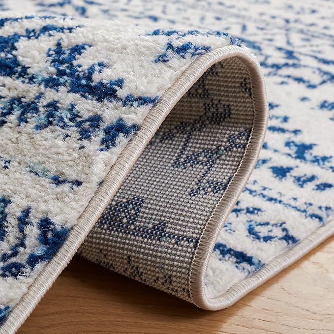 SAFAVIEH Tulum Collection Runner Rug - 2' x 13', Ivory & Navy, Moroccan Boho Tribal Design, Non-Shedding & Easy to Clean, Ideal for Living Room, Hallway, Foyer, Bedroom (TUL272D)