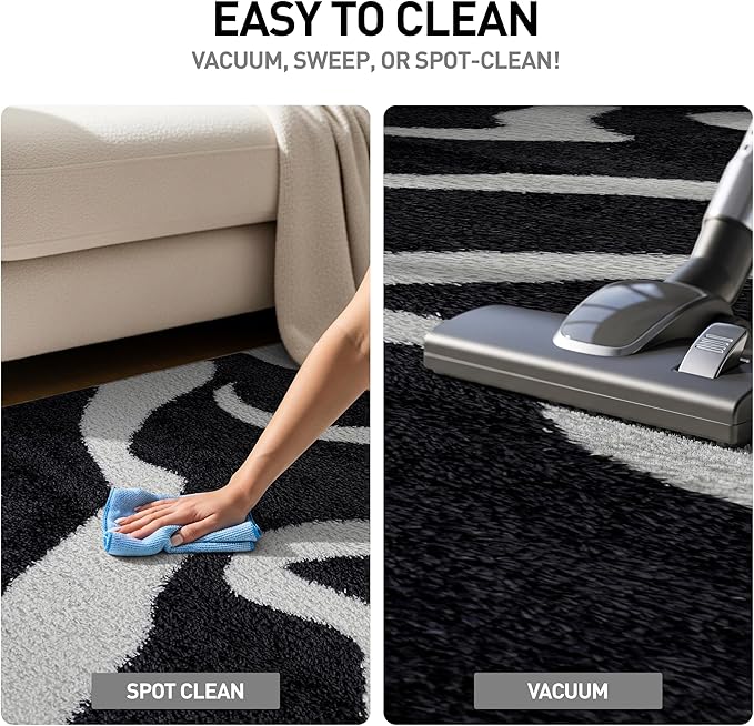Rugshop Abstract Wavy Shag Runner Rug Anthracite Dark Gray 2' 3" x 12' Great for Long Hallways, Open Entryways, or Galley Kitchens