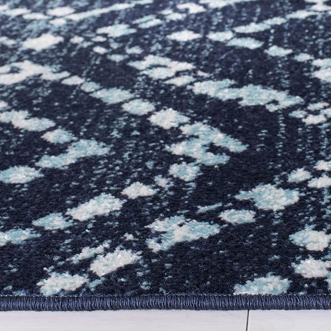 SAFAVIEH Adirondack Collection Area Rug - 10' x 14', Navy & Ivory, Modern Diamond Distressed Design, Non-Shedding & Easy Care, Ideal for High Traffic Areas in Living Room, Bedroom (ADR131N)