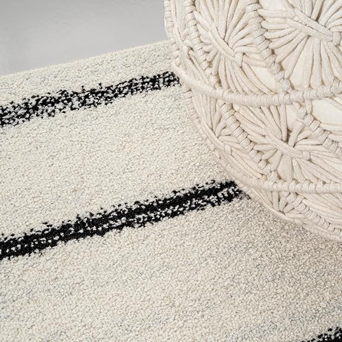 JONATHAN Y Williamsburg Minimalist Stripe Cream/Black Indoor Area Rug, 4x6, Contemporary, Modern, Easy-Cleaning for Living Room, Bedroom, Kitchen, Pet Friendly, Non-Shedding (MOH201D-4)