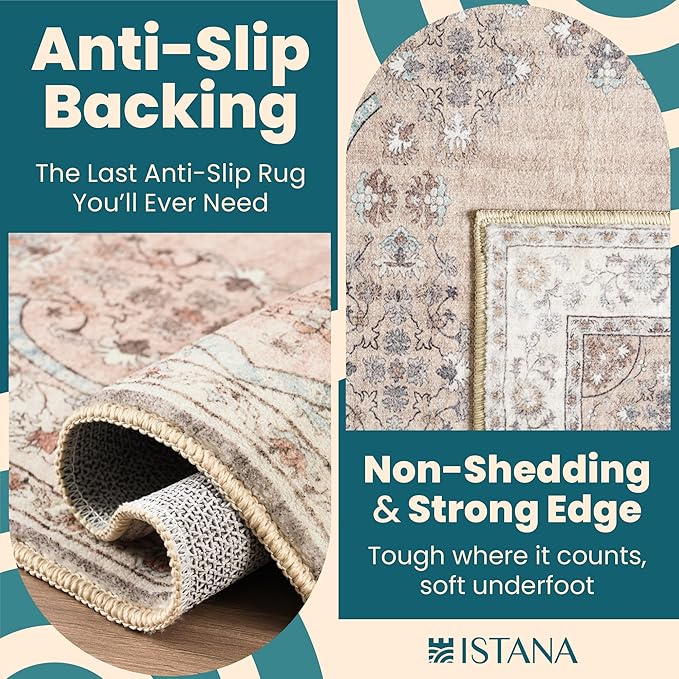 Istana Bedroom Rugs 9x12 - Beige Area Rugs - Foldable Big Rugs for Living Room - Stain Resistant 9 X 12 Rug - Eco-Friendly 9 X 12 Outdoor Rug - Easy to Clean Dining Room Rug 9x12